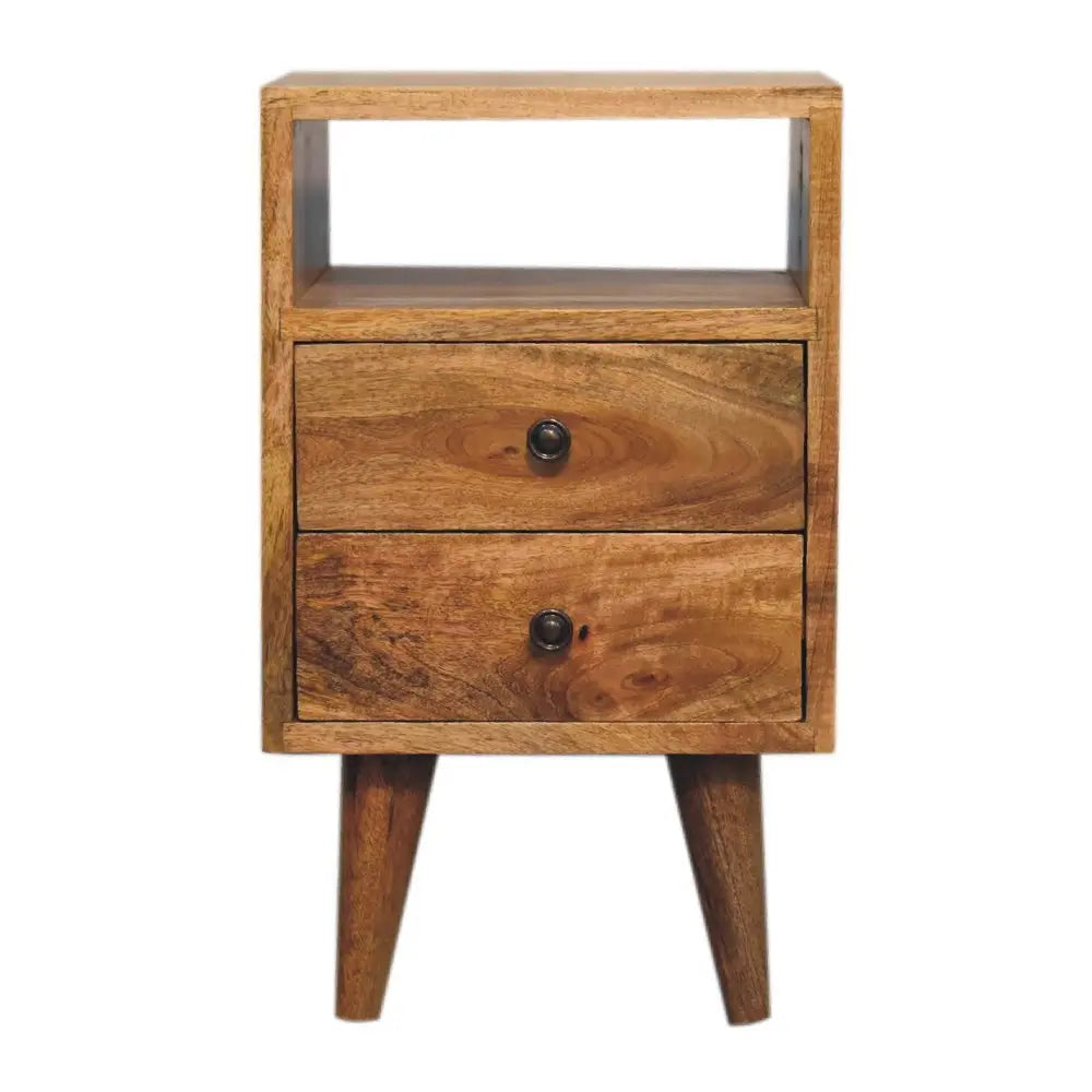 20" Oak Solid Wood Two Drawer Nightstand - NOBLE HOME INTERIORS