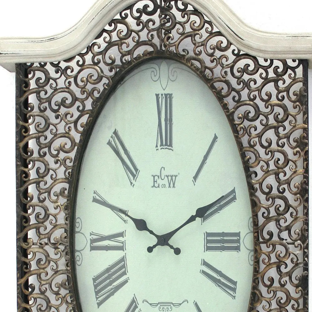 20" Oval Antiqued Bronze Wood and Glass Analog Wall Clock - NOBLE HOME INTERIORS