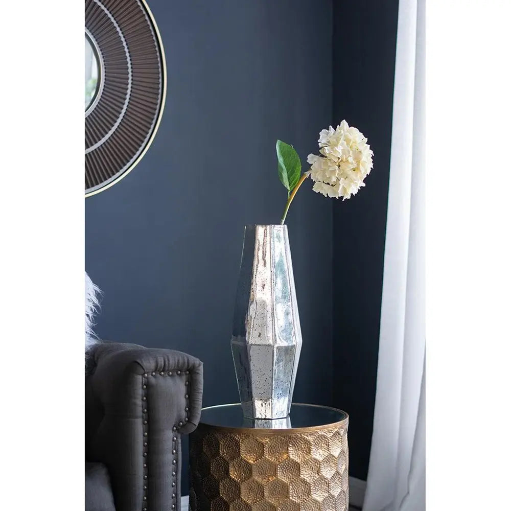 20" Silver Cylinder Glass Table Vase - NOBLE HOME INTERIORS