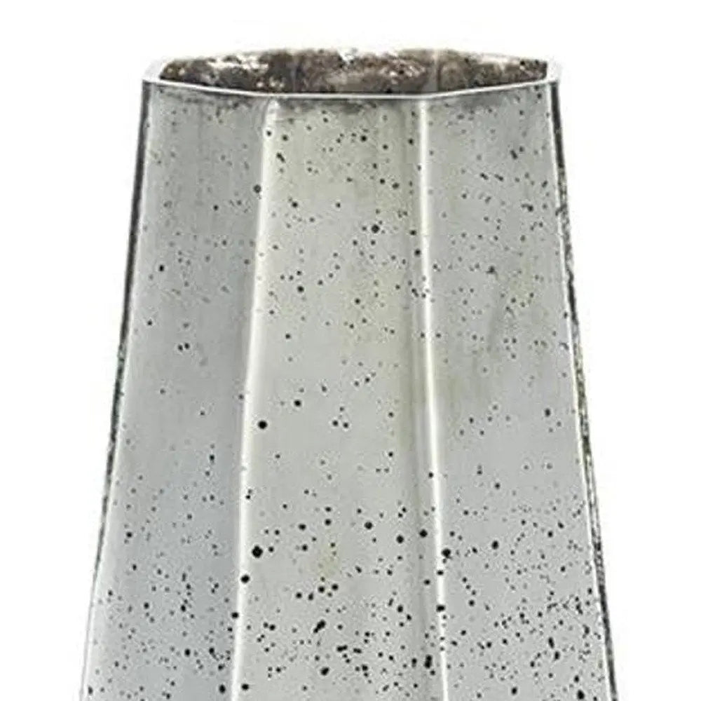 20" Silver Cylinder Glass Table Vase - NOBLE HOME INTERIORS