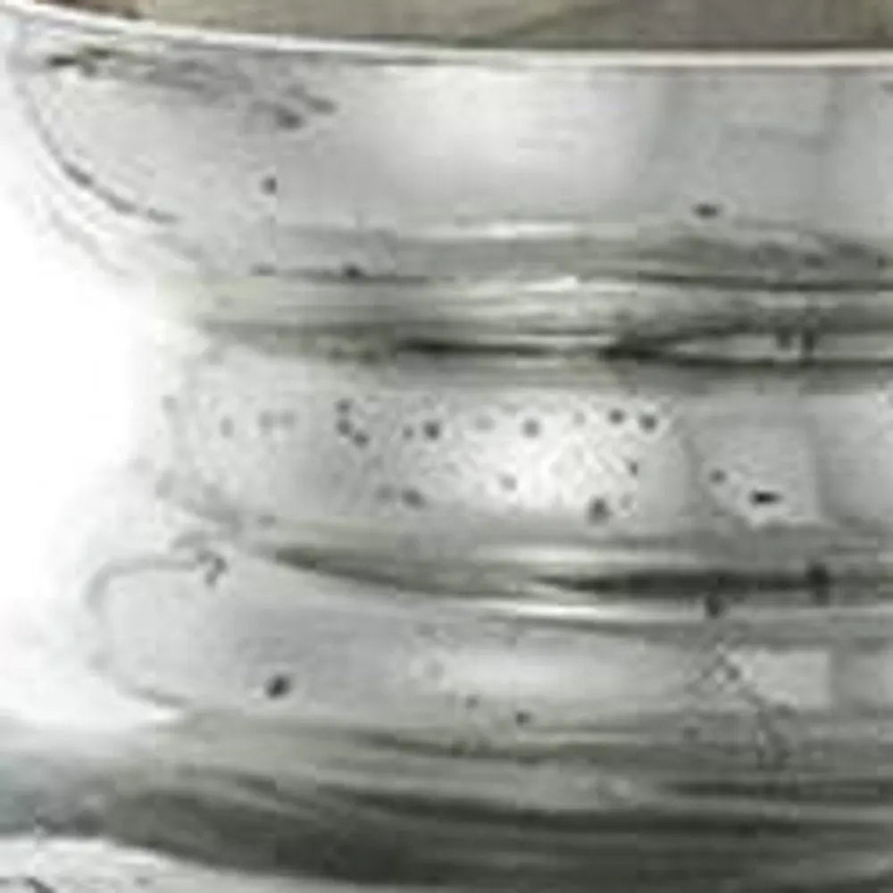 20" Silver Floral Round Glass Table Vase - NOBLE HOME INTERIORS