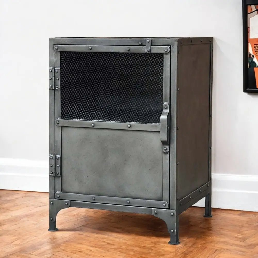 20" Silver Metal Accent Cabinet With Two Shelves HomeRoots