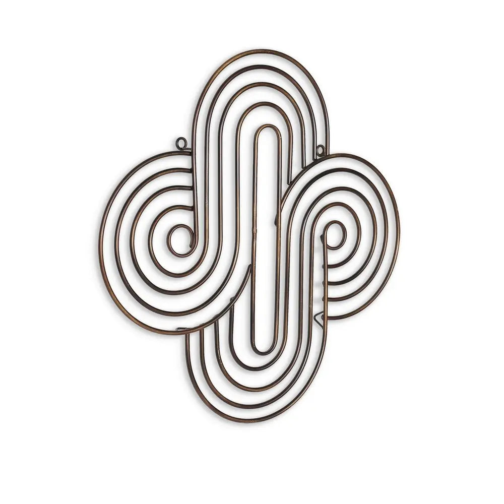 20" X 20" Bronze Metal Abstract Geometric Hanging Dimensional Sculpture - NOBLE HOME INTERIORS