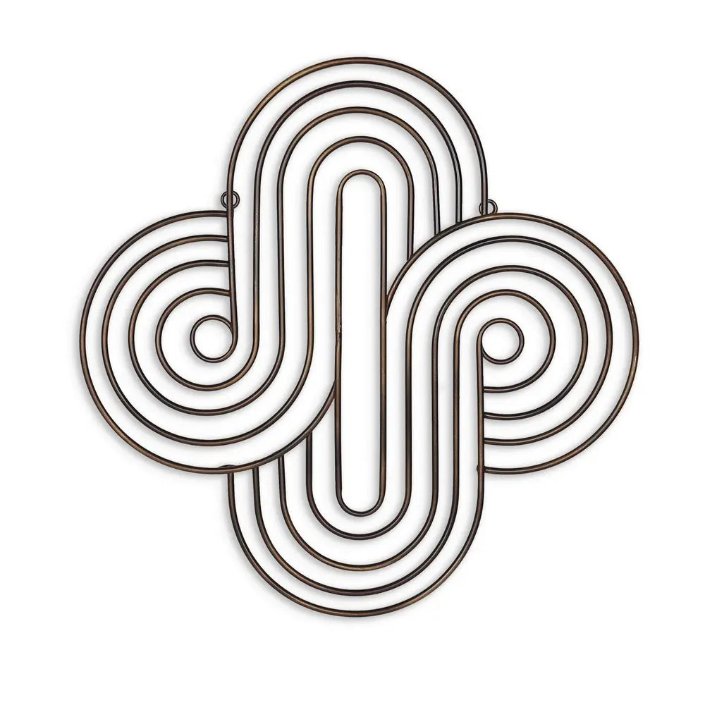 20" X 20" Bronze Metal Abstract Geometric Hanging Dimensional Sculpture - NOBLE HOME INTERIORS