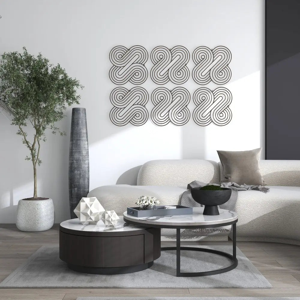 20" X 20" Bronze Metal Abstract Geometric Hanging Dimensional Sculpture - NOBLE HOME INTERIORS