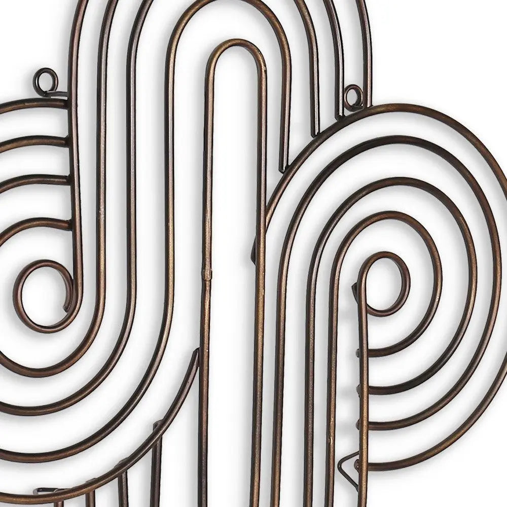 20" X 20" Bronze Metal Abstract Geometric Hanging Dimensional Sculpture - NOBLE HOME INTERIORS