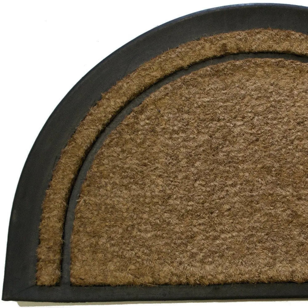 20" X 32" Beige and Black Rubber and Coir Outdoor Semi Circle Door Mat - NOBLE HOME INTERIORS