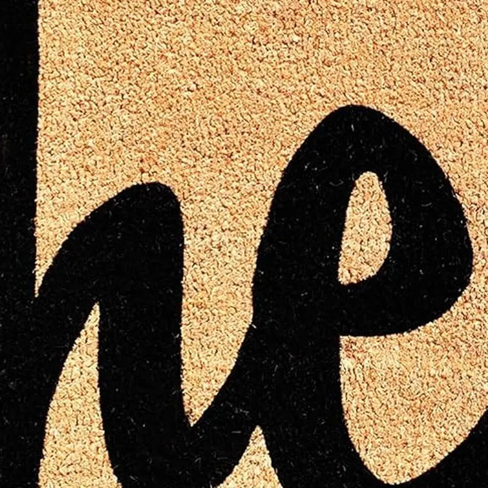 20" X 34" Natural And Black Hello Outdoor Coir Door Mat - NOBLE HOME INTERIORS