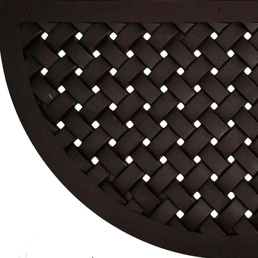 20" X 36" Black Lattice Semi Circle Outdoor Rubber Door Mat - NOBLE HOME INTERIORS