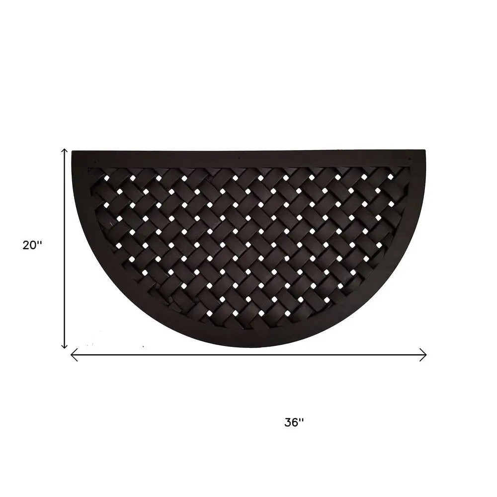 20" X 36" Black Lattice Semi Circle Outdoor Rubber Door Mat - NOBLE HOME INTERIORS