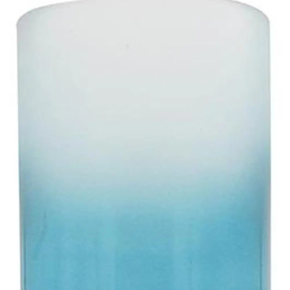 21" Blue White And Gold Ombre Glass And Aluminum Pedestal Table Vase - NOBLE HOME INTERIORS