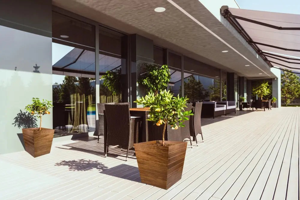 21" Brown Solid Wood Indoor Outdoor Square Planter Box - NOBLE HOME INTERIORS