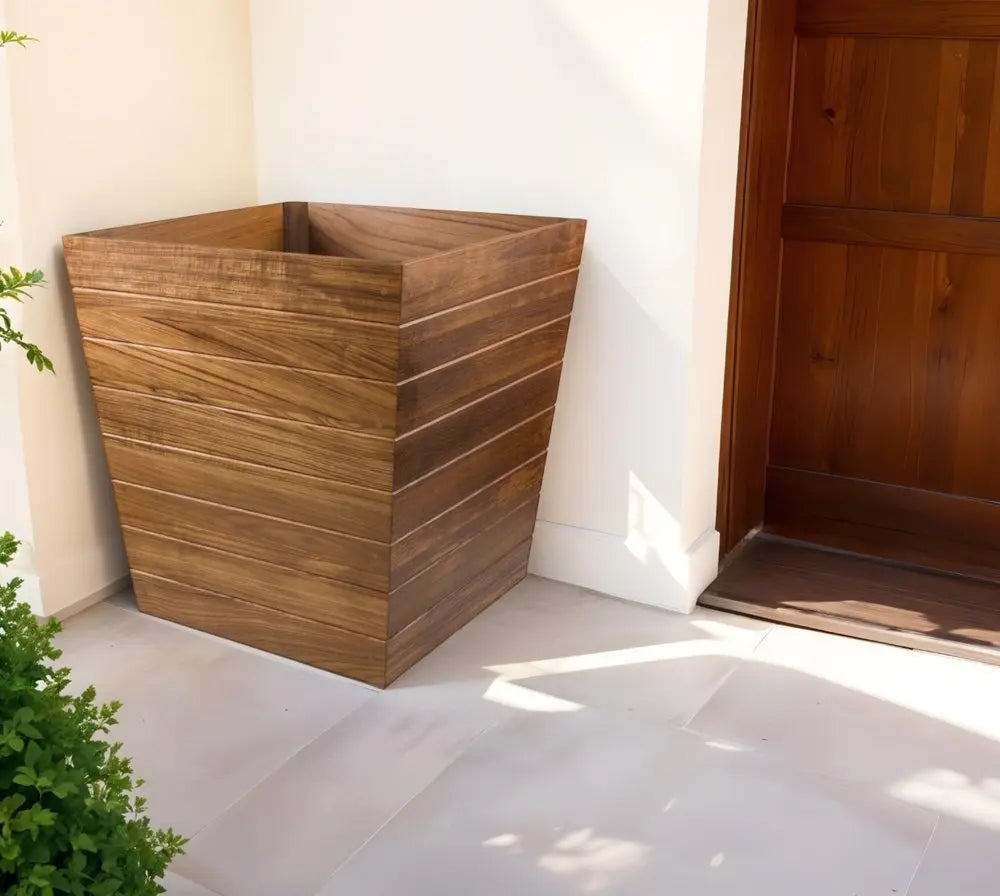 21" Brown Solid Wood Indoor Outdoor Square Planter Box - NOBLE HOME INTERIORS