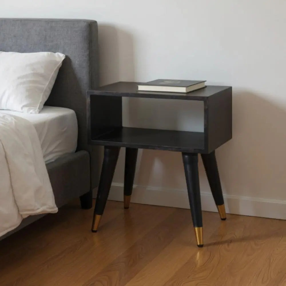 21" Brown Solid Wood Two Drawer Nightstand - NOBLE HOME INTERIORS