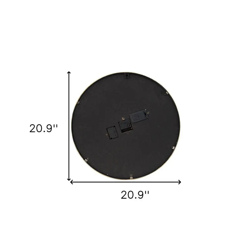 21" Circle Black and Gold Wood and Glass Analog Exposed Gear Wall Clock - NOBLE HOME INTERIORS