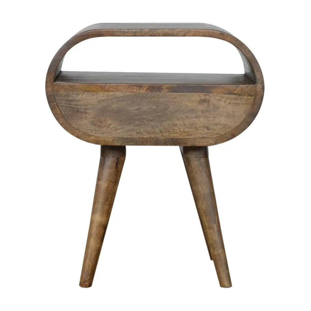 21" Light Brown Solid Wood Round One Drawer Nightstand - NOBLE HOME INTERIORS