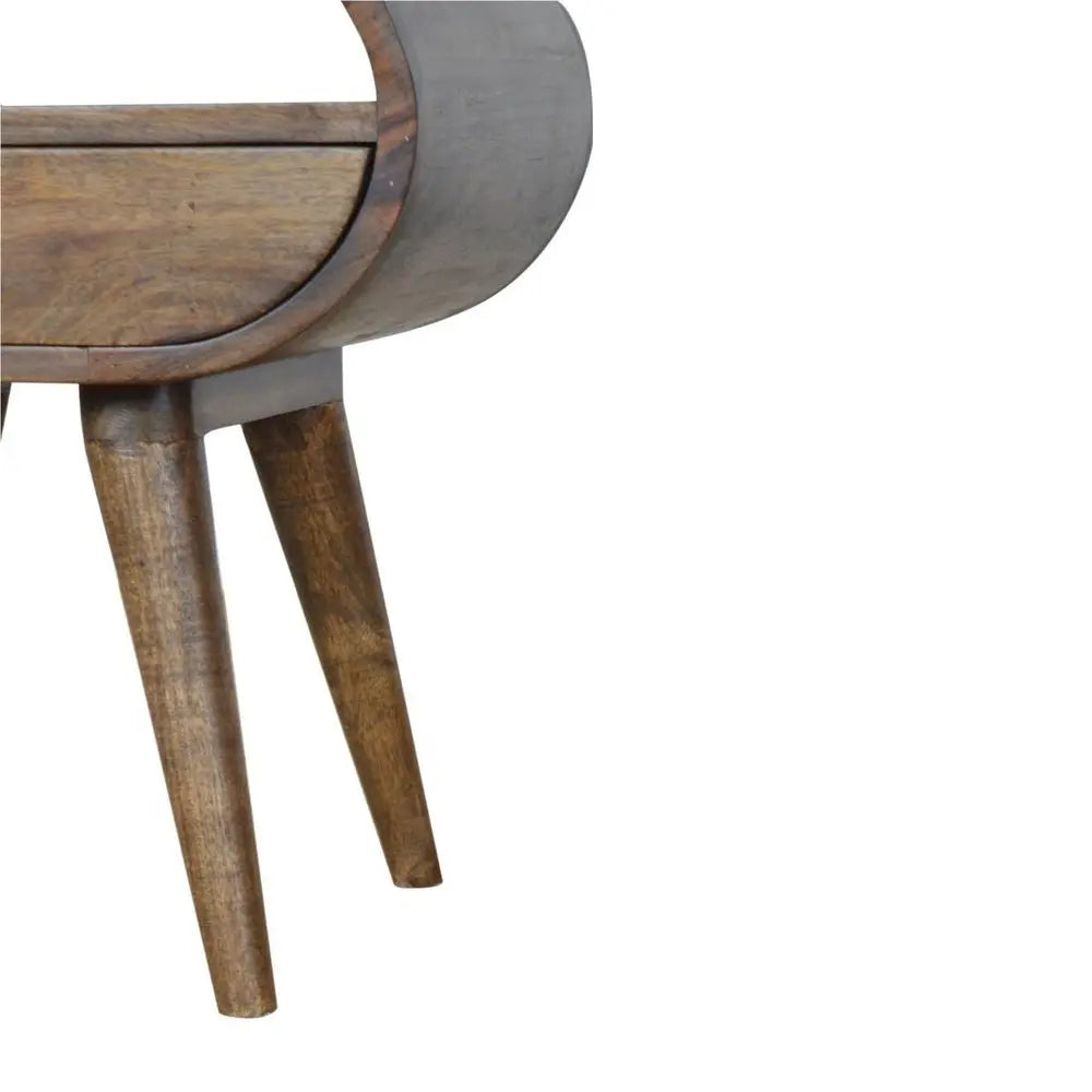 21" Light Brown Solid Wood Round One Drawer Nightstand - NOBLE HOME INTERIORS