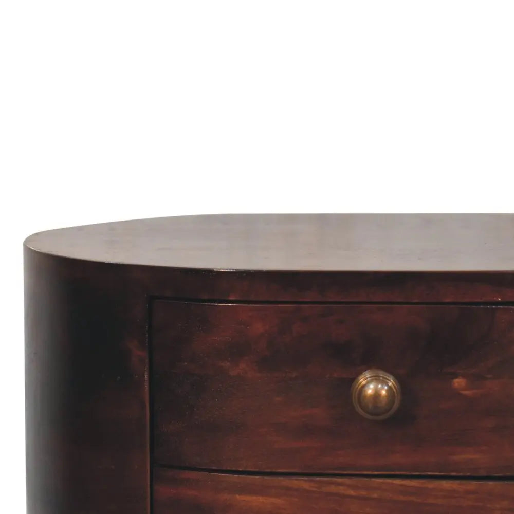 21" Walnut Solid Wood Oval Two Drawer Nightstand - NOBLE HOME INTERIORS