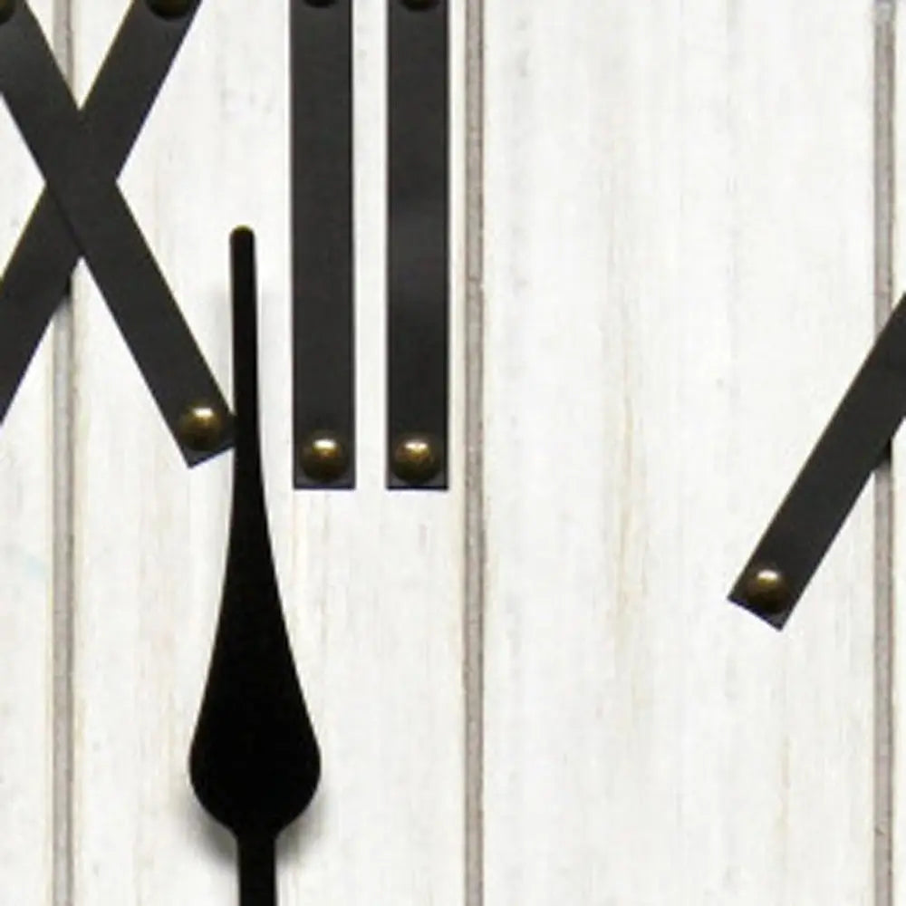 21" White And Black Rustic Wood Silent Analog Round Wall Clock - NOVA HOME FURNITURE