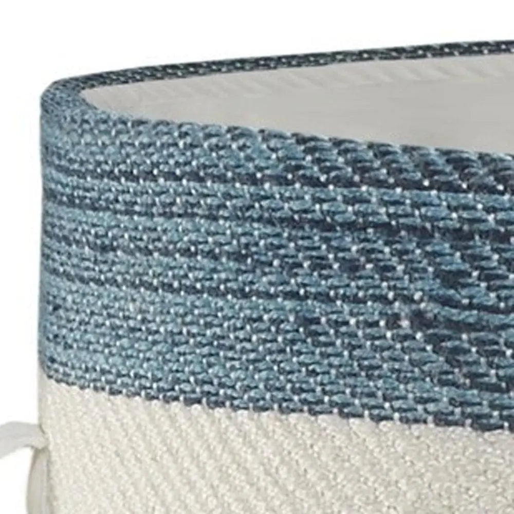 21" White Fabric Basket - NOBLE HOME INTERIORS