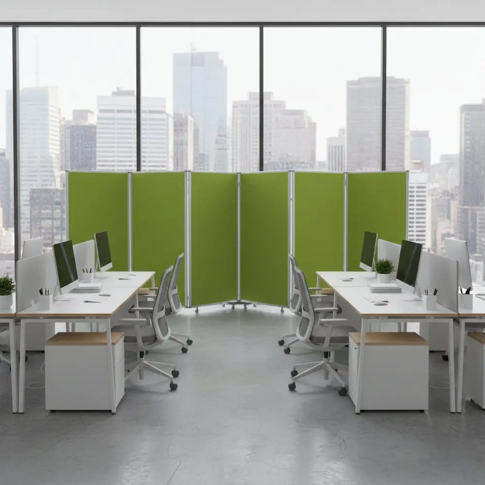 212 X 1 X 71 Green Metal 6 Panel Screen - NOBLE HOME INTERIORS