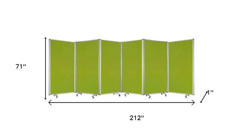 212 X 1 X 71 Green Metal 6 Panel Screen - NOBLE HOME INTERIORS