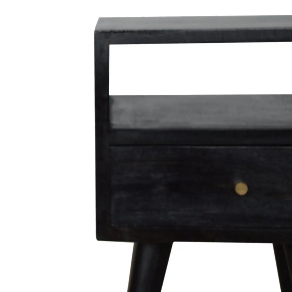 22" Black Solid Wood Square One Drawer Nightstand - NOBLE HOME INTERIORS