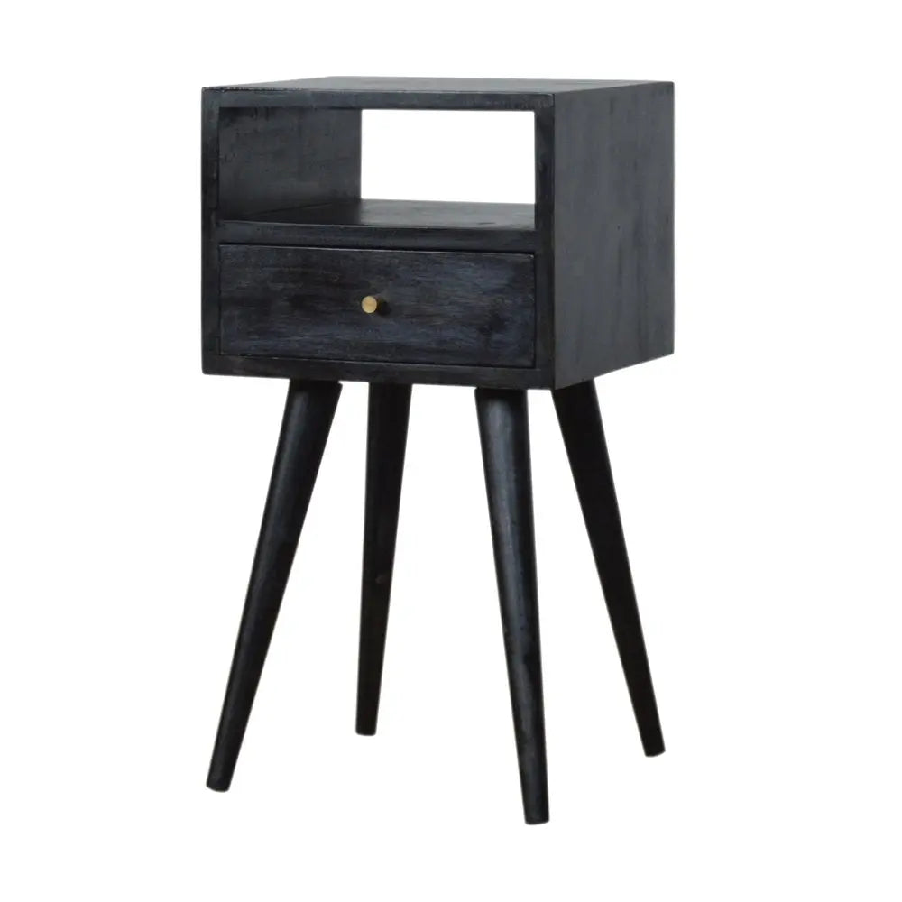22" Black Solid Wood Square One Drawer Nightstand - NOBLE HOME INTERIORS