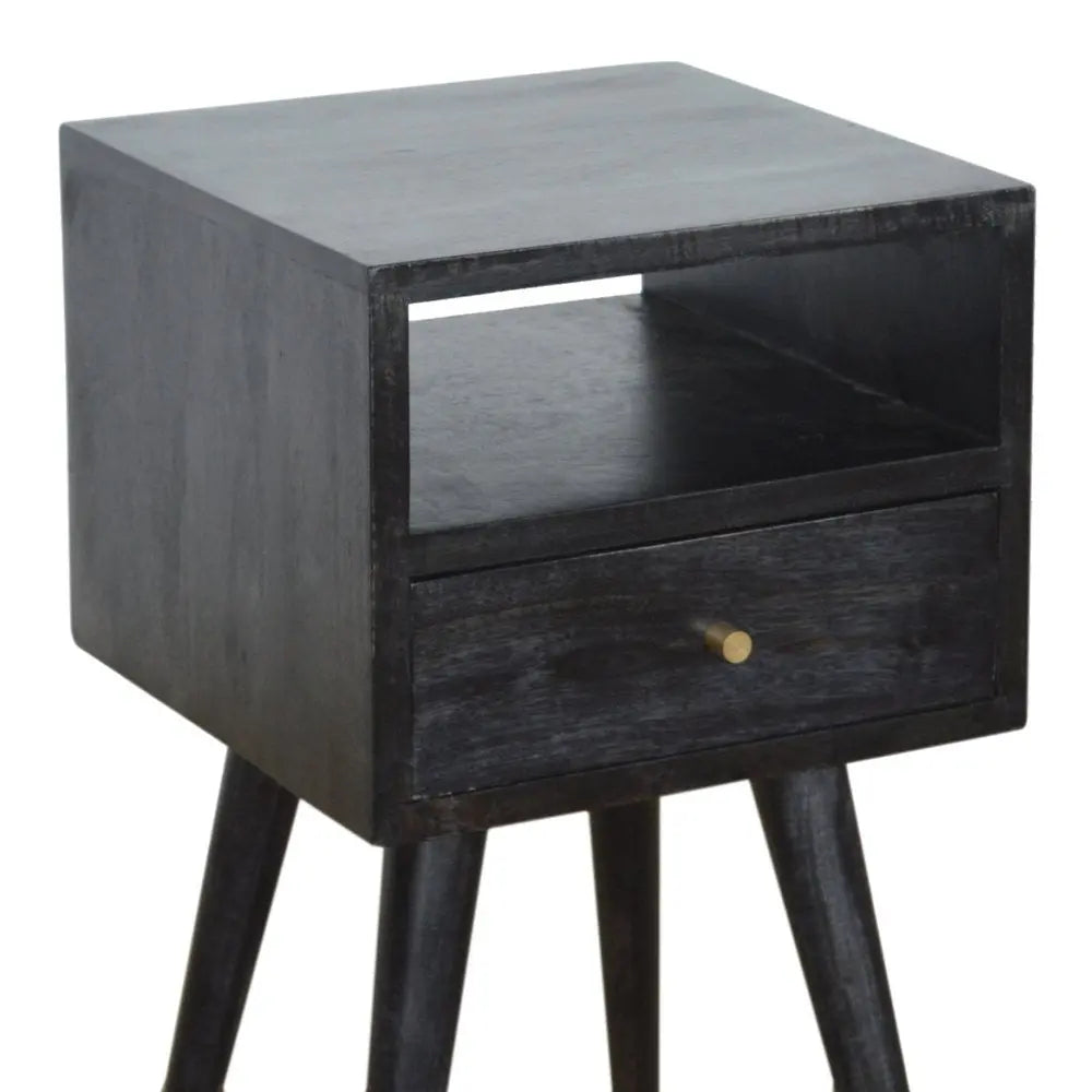 22" Black Solid Wood Square One Drawer Nightstand - NOBLE HOME INTERIORS