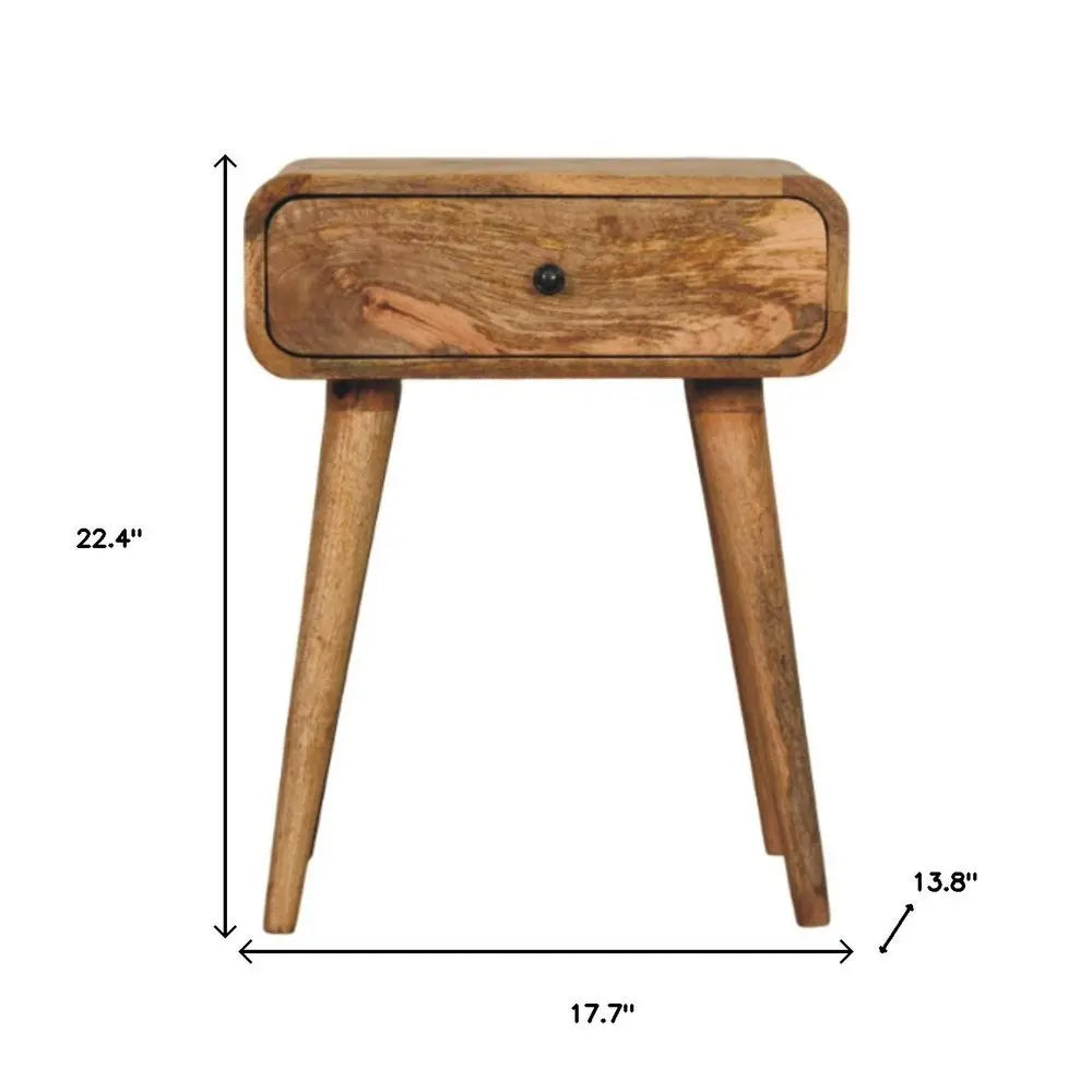 22" Brown Solid Wood One Drawer Nightstand - NOBLE HOME INTERIORS