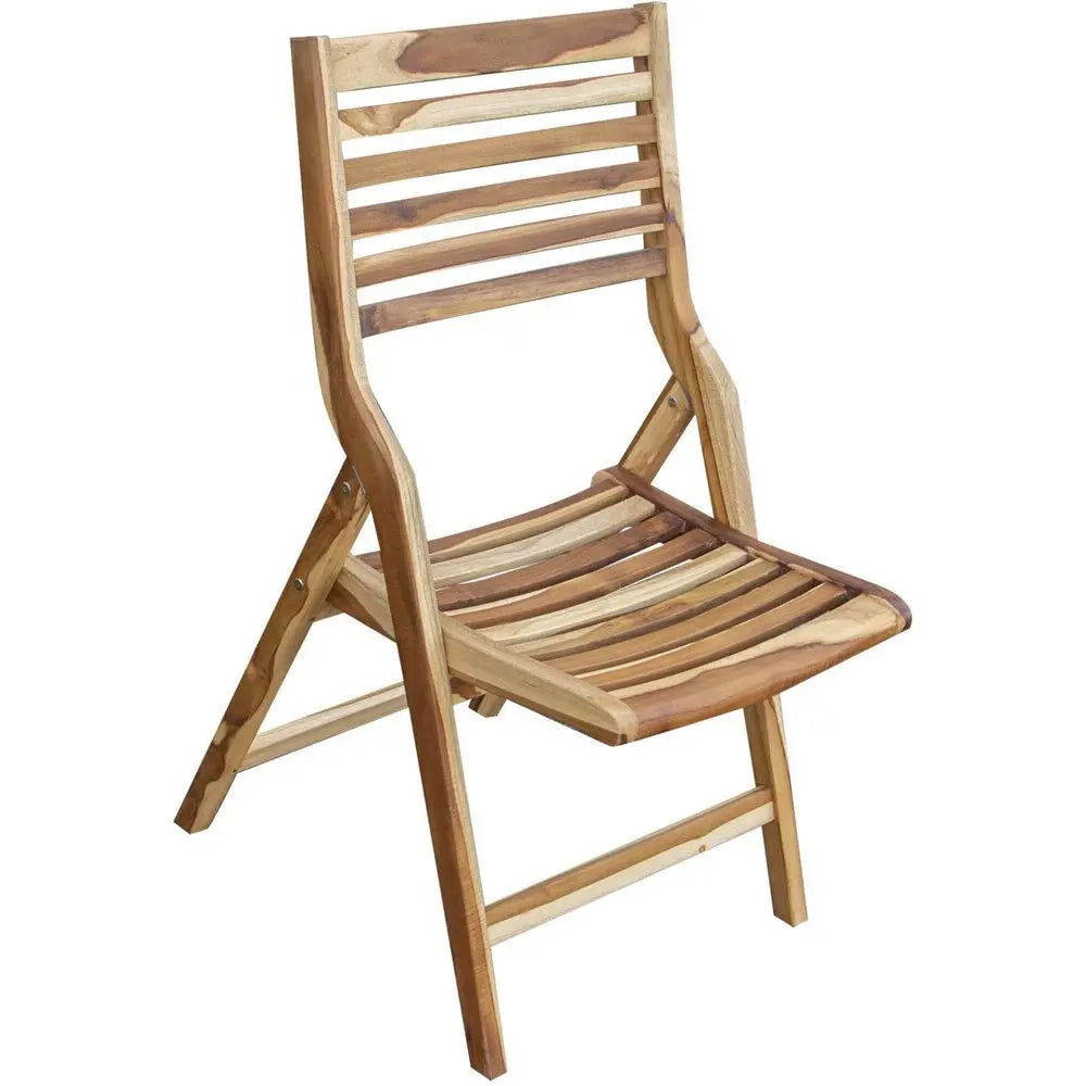 22" Brown Solid Wood Outdoor Folding Dining Chair - NOBLE HOME INTERIORS