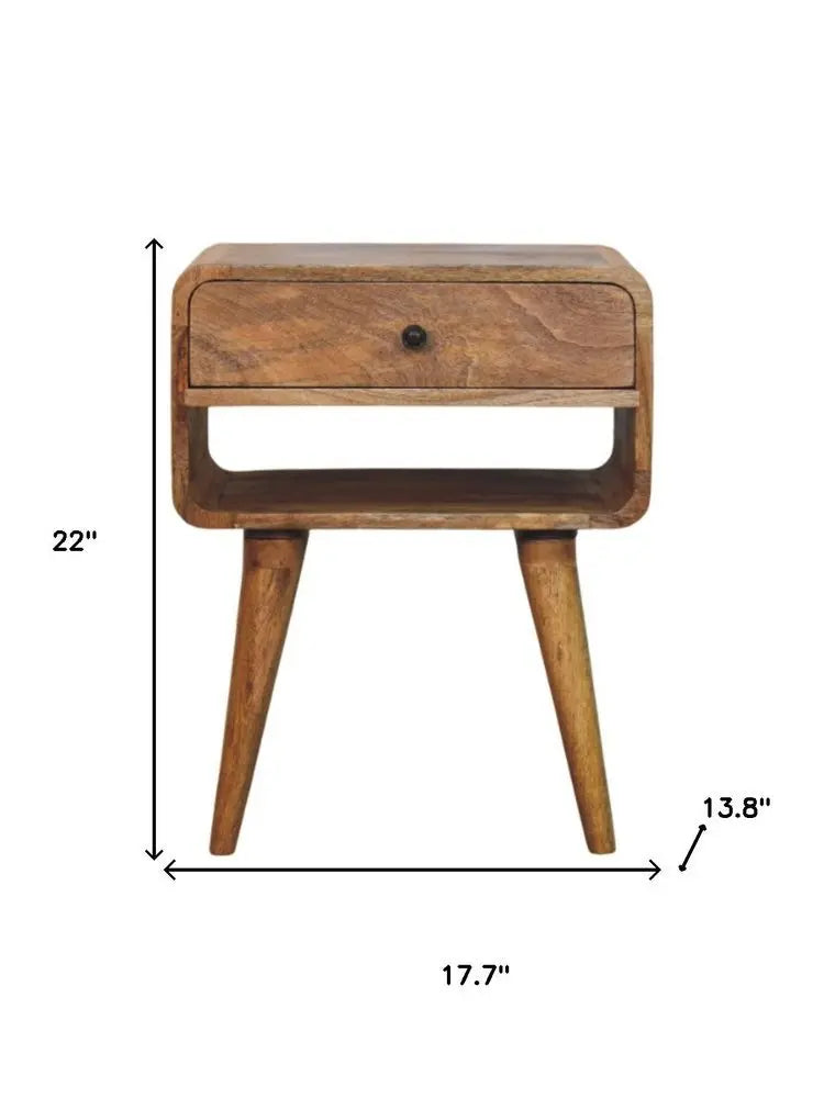 22" Brown Solid Wood Two Drawer Nightstand - NOBLE HOME INTERIORS