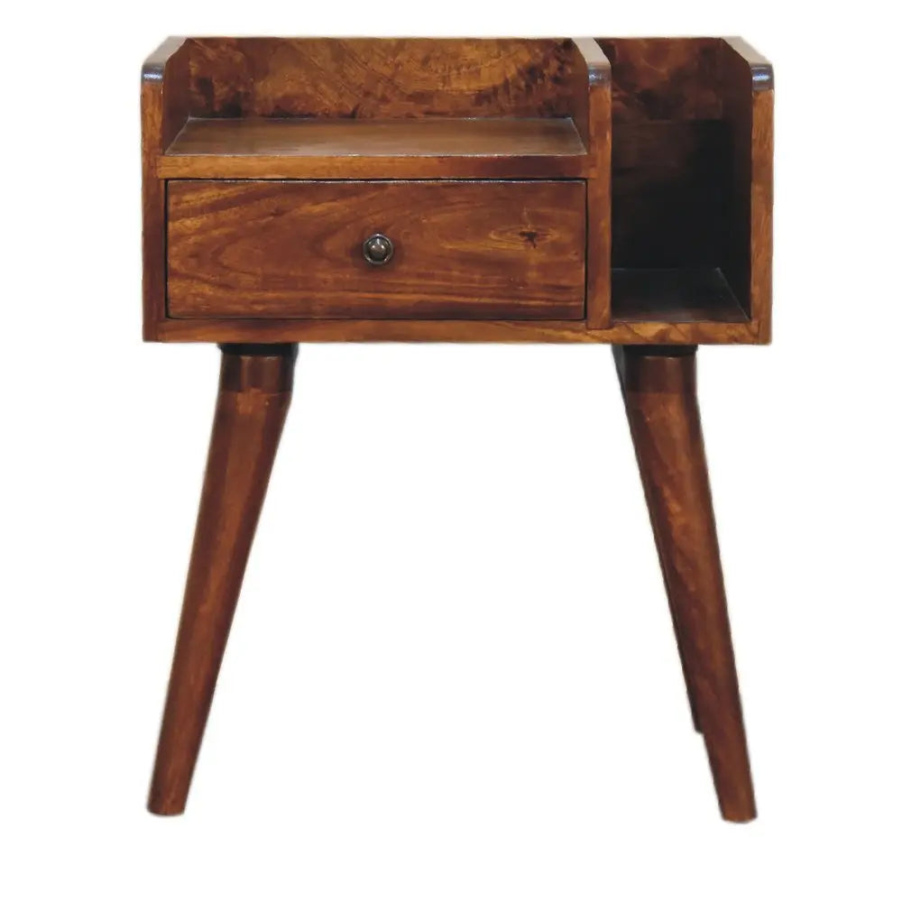 22" Chestnut Solid Wood One Drawer Nightstand - NOBLE HOME INTERIORS