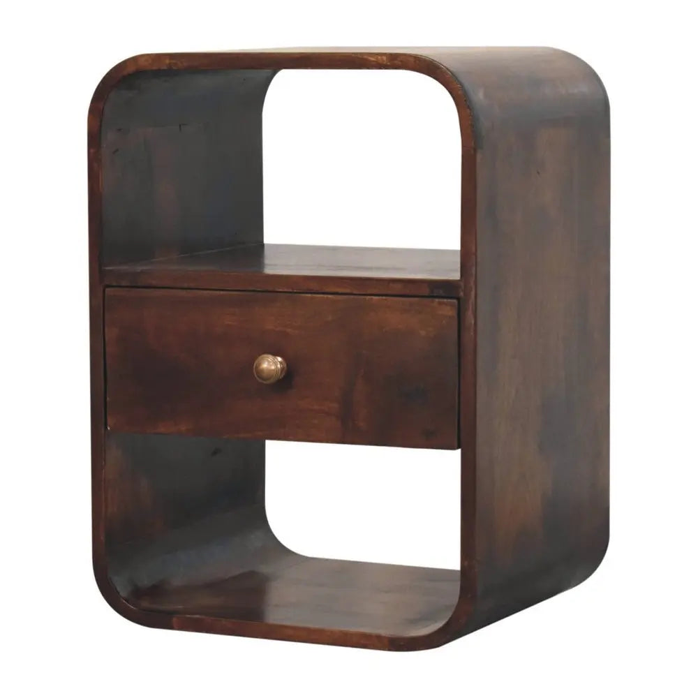 22" Chestnut Solid Wood One Drawer Nightstand - NOBLE HOME INTERIORS
