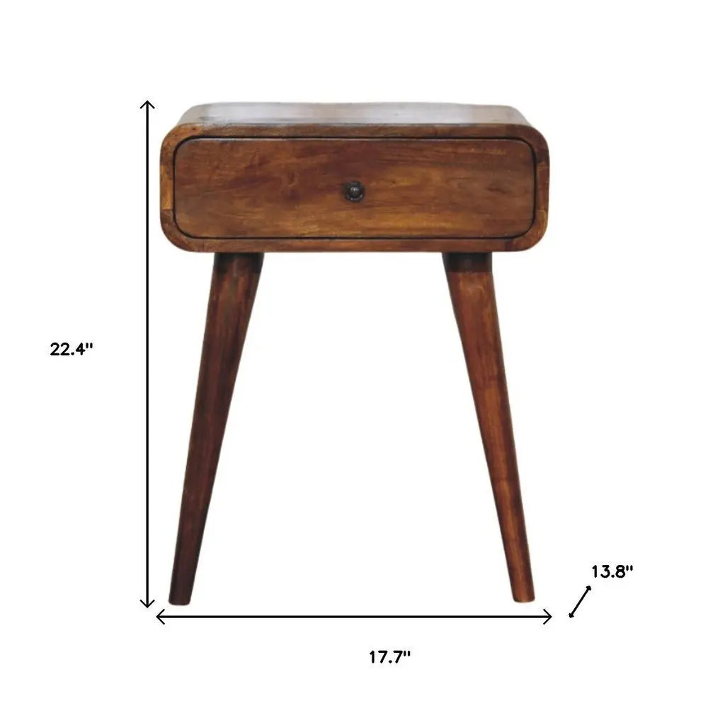 22" Chestnut Solid Wood One Drawer Nightstand - NOBLE HOME INTERIORS