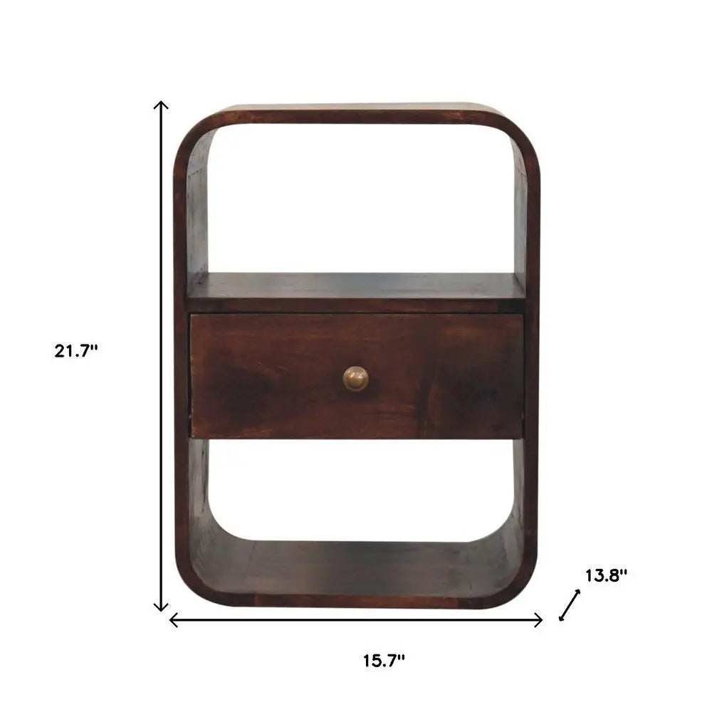 22" Chestnut Solid Wood One Drawer Nightstand - NOBLE HOME INTERIORS