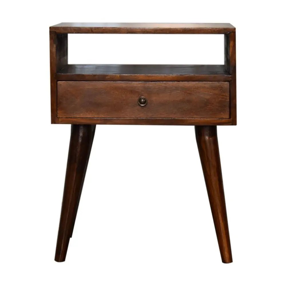 22" Chestnut Solid Wood One Drawer Nightstand - NOBLE HOME INTERIORS