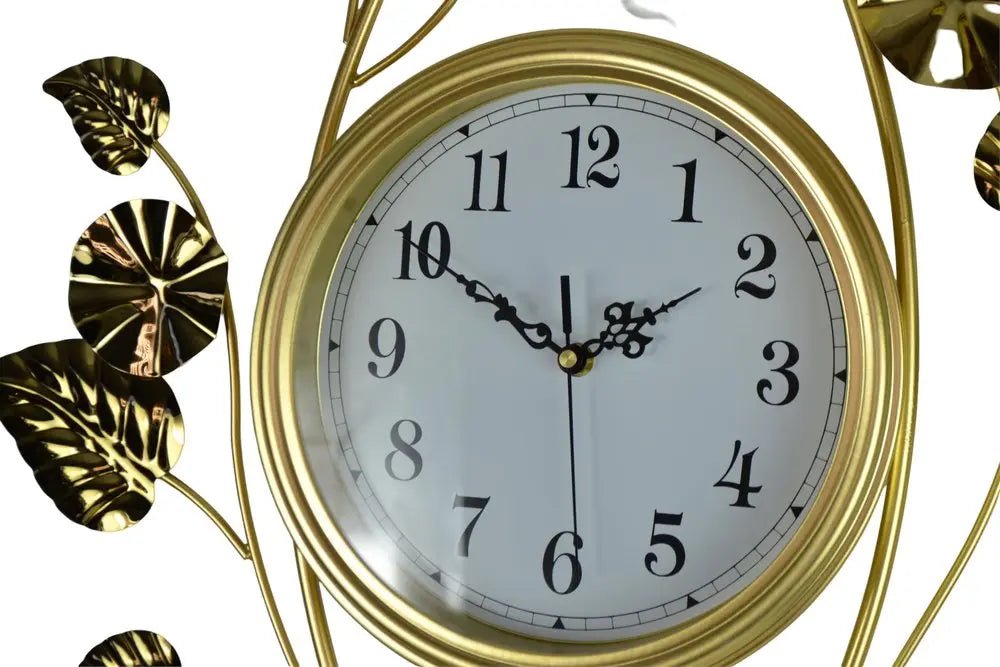 22" Gold And White Metal Silent Analog Floral Novelty Wall Clock HomeRoots