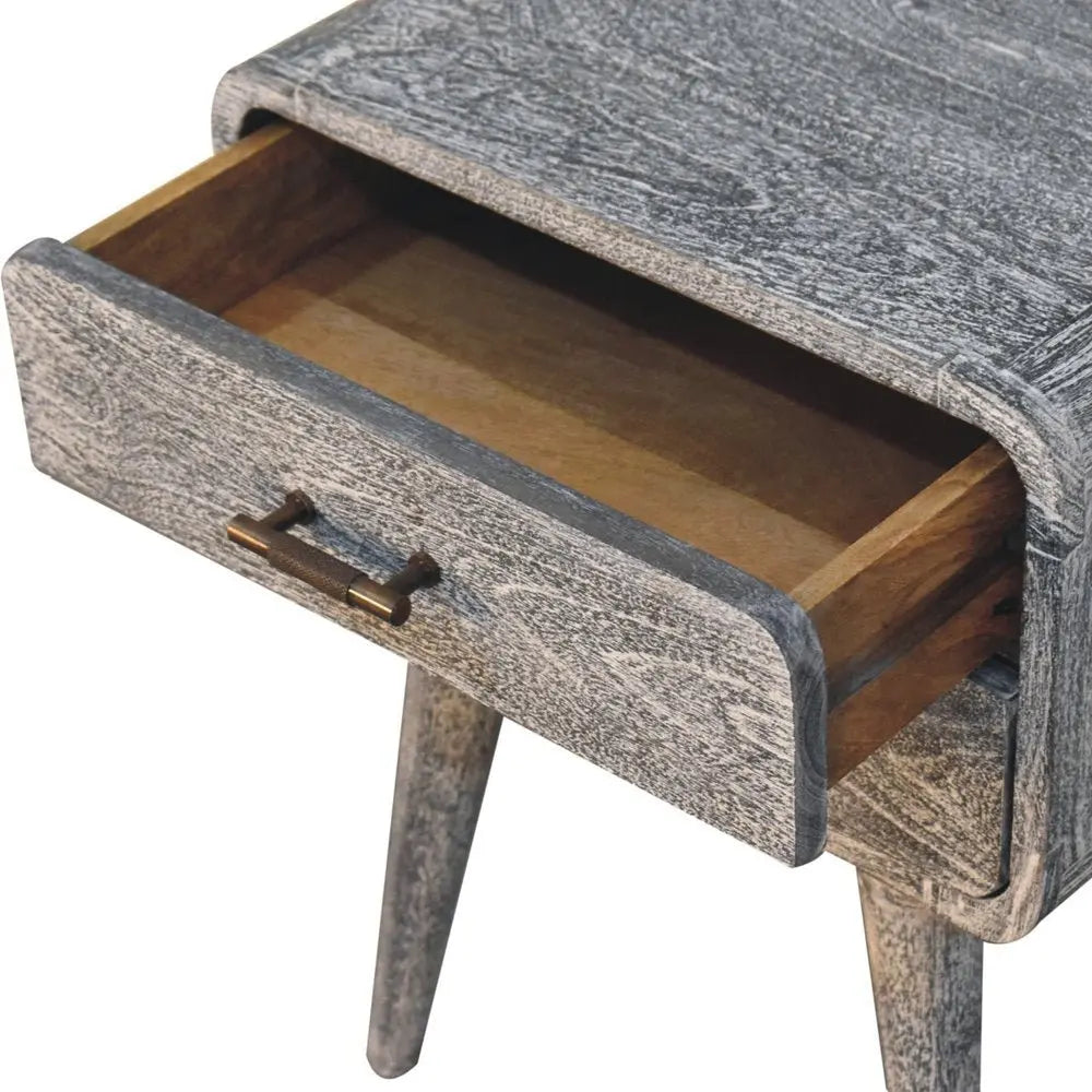 22" Gray Solid Wood Distressed Two Drawer Nightstand - NOBLE HOME INTERIORS