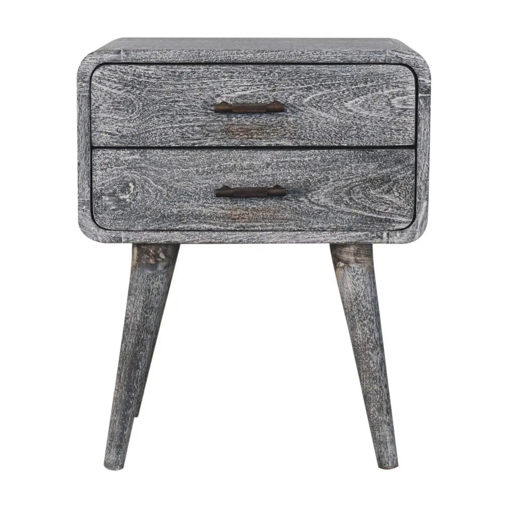 22" Gray Solid Wood Distressed Two Drawer Nightstand - NOBLE HOME INTERIORS