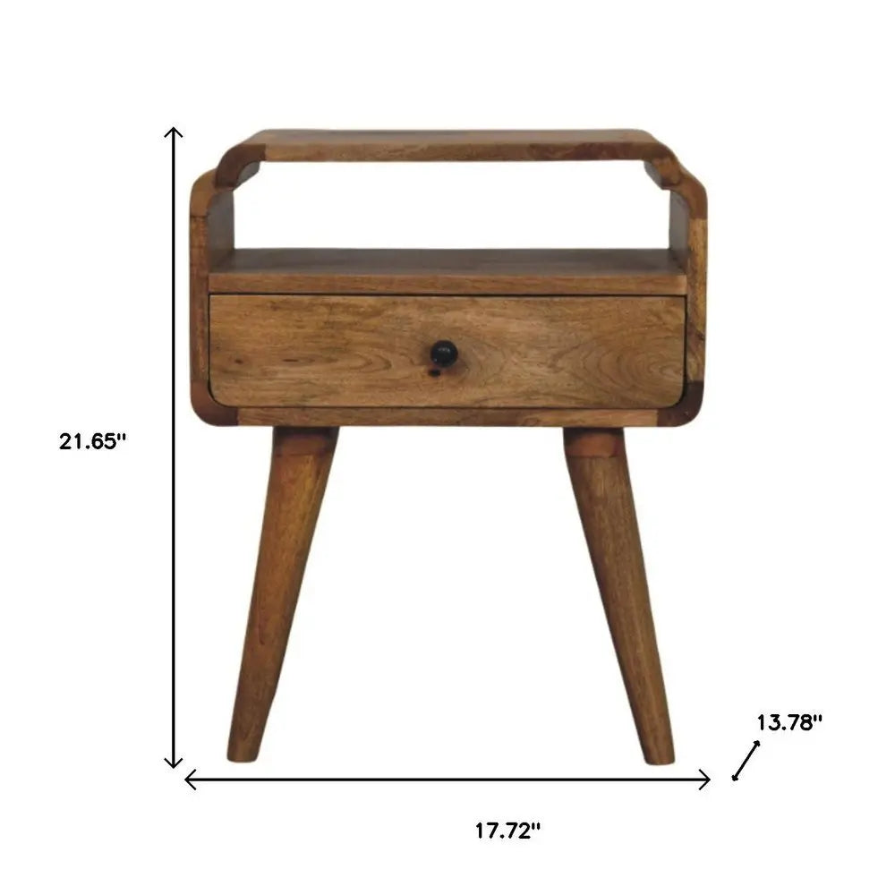 22" Light Brown Solid Wood One Drawer Nightstand - NOBLE HOME INTERIORS