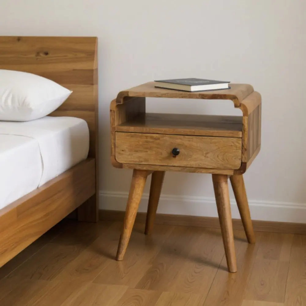 22" Light Brown Solid Wood One Drawer Nightstand - NOBLE HOME INTERIORS