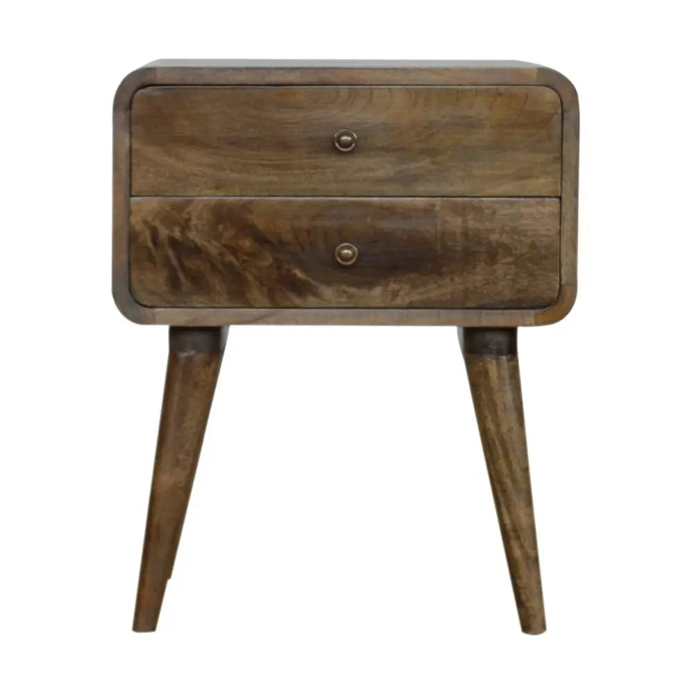 22" Natural Solid Wood Distressed Two Drawer Nightstand - NOBLE HOME INTERIORS