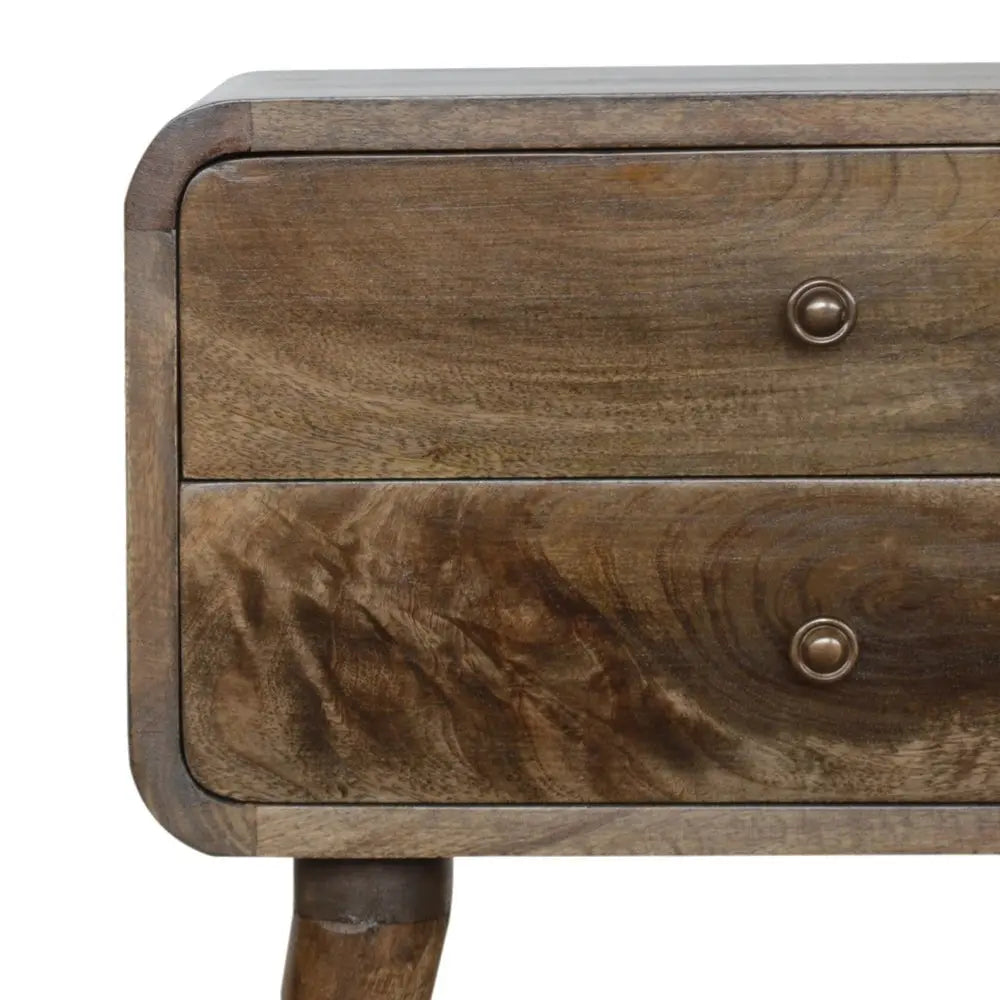 22" Natural Solid Wood Distressed Two Drawer Nightstand - NOBLE HOME INTERIORS