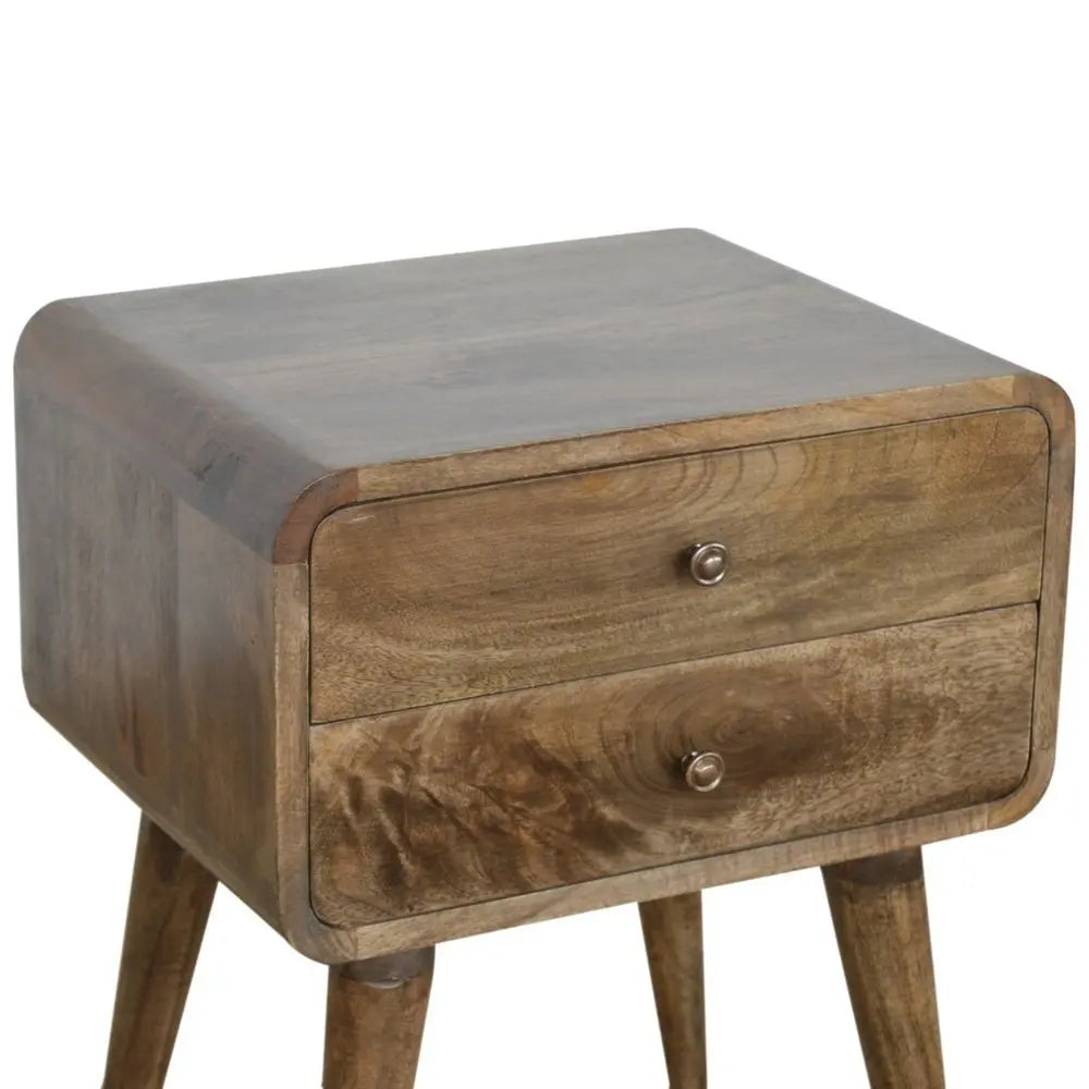 22" Natural Solid Wood Distressed Two Drawer Nightstand - NOBLE HOME INTERIORS