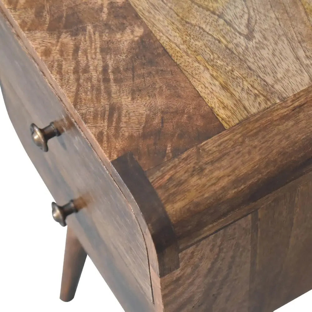 22" Natural Solid Wood Square Distressed Two Drawer Nightstand - NOBLE HOME INTERIORS