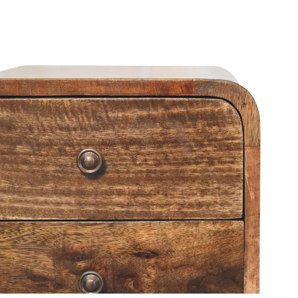 22" Natural Solid Wood Square Distressed Two Drawer Nightstand - NOBLE HOME INTERIORS