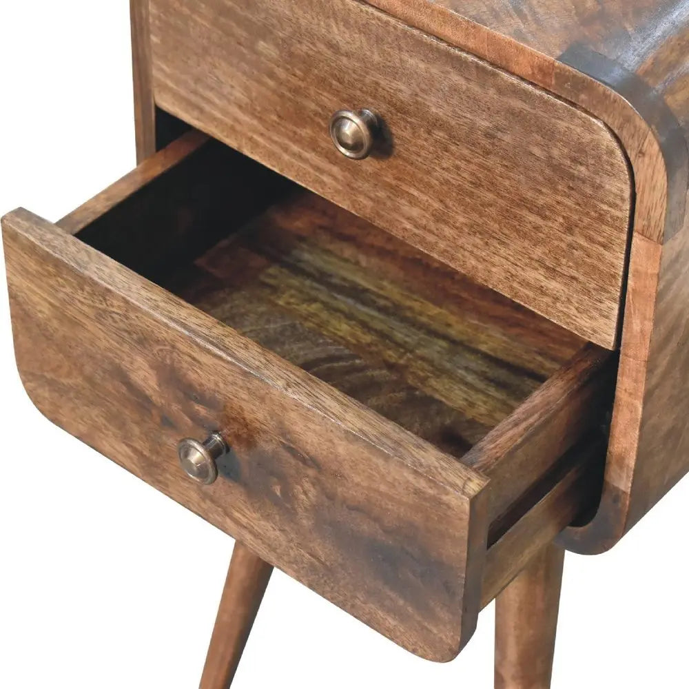 22" Natural Solid Wood Square Distressed Two Drawer Nightstand - NOBLE HOME INTERIORS