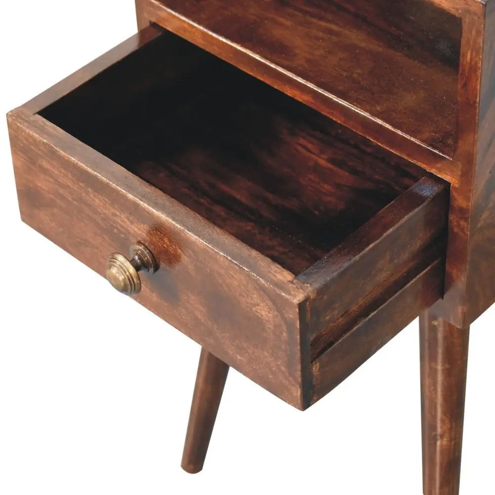 22" Walnut Solid Wood Square One Drawer Nightstand - NOBLE HOME INTERIORS