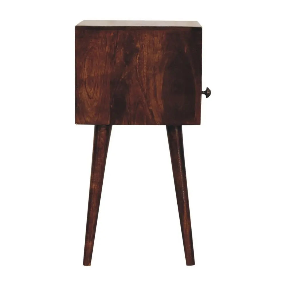 22" Walnut Solid Wood Square One Drawer Nightstand - NOBLE HOME INTERIORS